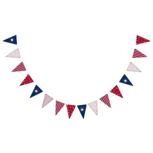 July Birthday Party Personalize Name Bunting Flags