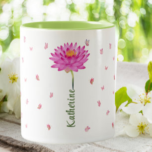 July Birthday Water Lily Birth Month Flower Floral Two-Tone Coffee Mug