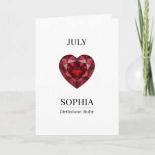 July Birthstone Birthday Name Ruby Card