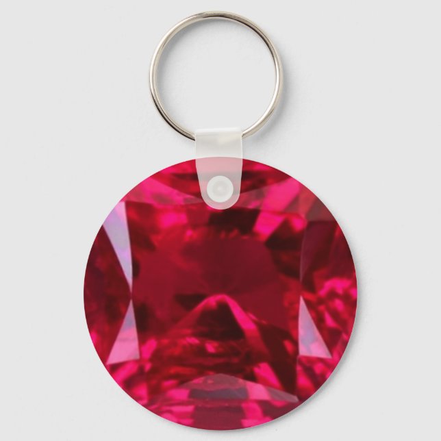 July Birthstone- Red Ruby  by Sharles Keychain (Front)