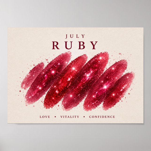 July Birthstone Ruby Art A4 Poster (Front)