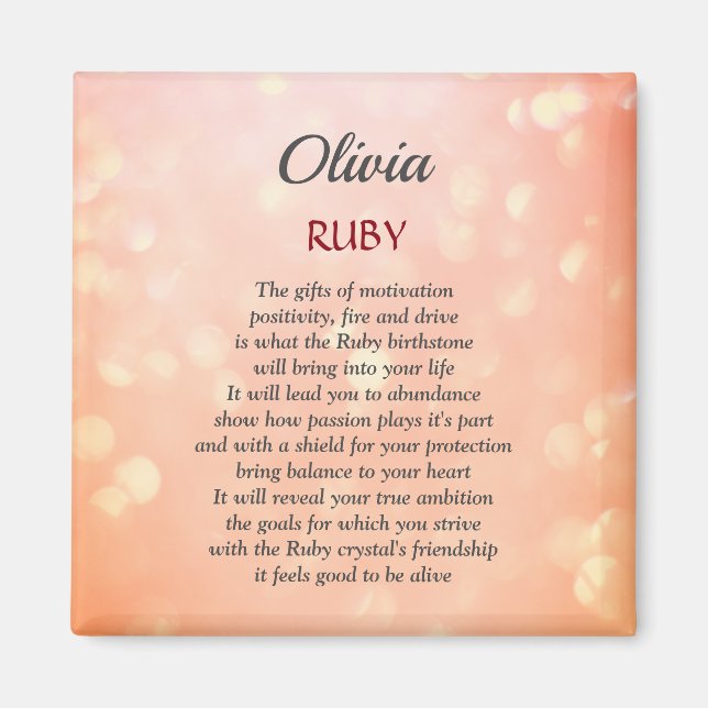 July Birthstone Ruby design Magnet (Front)