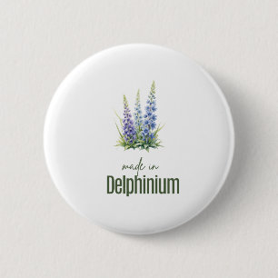 July Delphinium  Birth Flower Flat Thank You  2 Inch Round Button