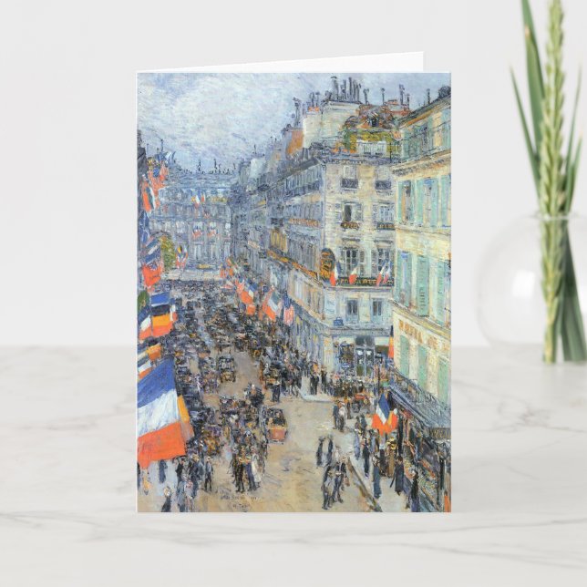 July Fourteenth, Rue Daunou by Childe Hassam Card (Front)