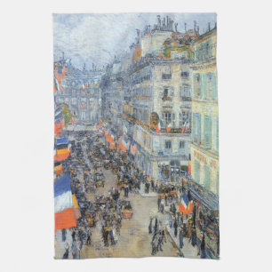 July Fourteenth, Rue Daunou by Childe Hassam Kitchen Towel