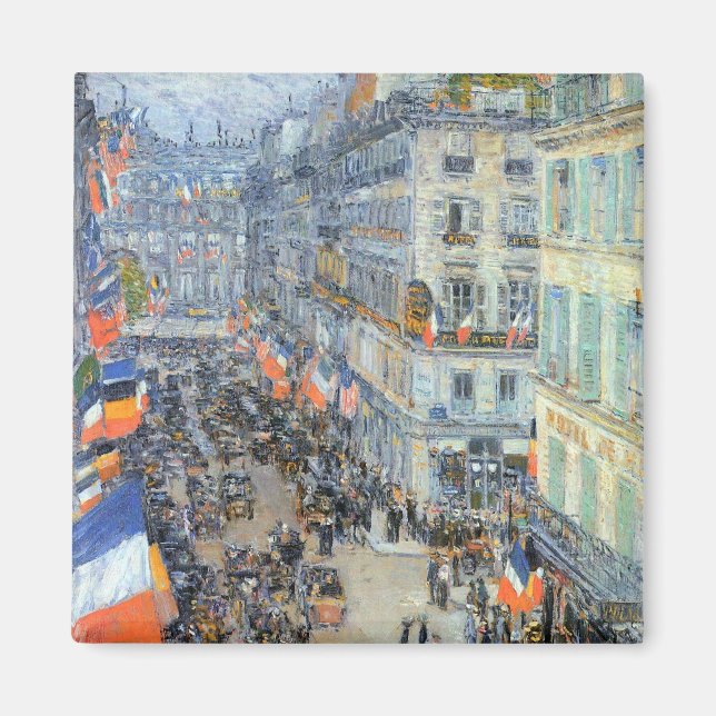 July Fourteenth, Rue Daunou by Childe Hassam Magnet (Front)