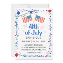 July Fourth American Flag Bald Eagle BBQ Fireworks