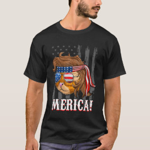 July Fourth Cat Mullet Merica Meowica American Fl T-Shirt