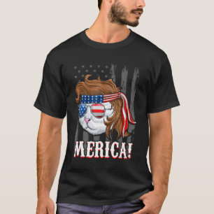 July Fourth Merica Meowica American Flag Cat Mull T-Shirt