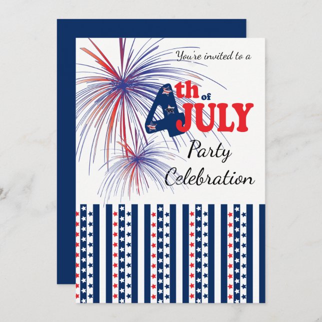 July Fourth Party Celebration Invitation (Front/Back)