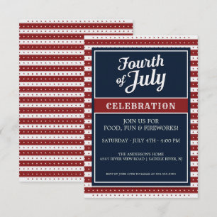 July Fourth Party Celebration Star Invitation