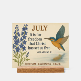 July Freedom Inspirational Hummingbird  Acrylic Sign