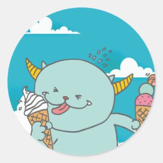 July monster seal. classic round sticker