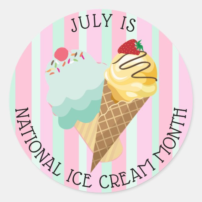 July National Ice Cream Month Stickers (Front)