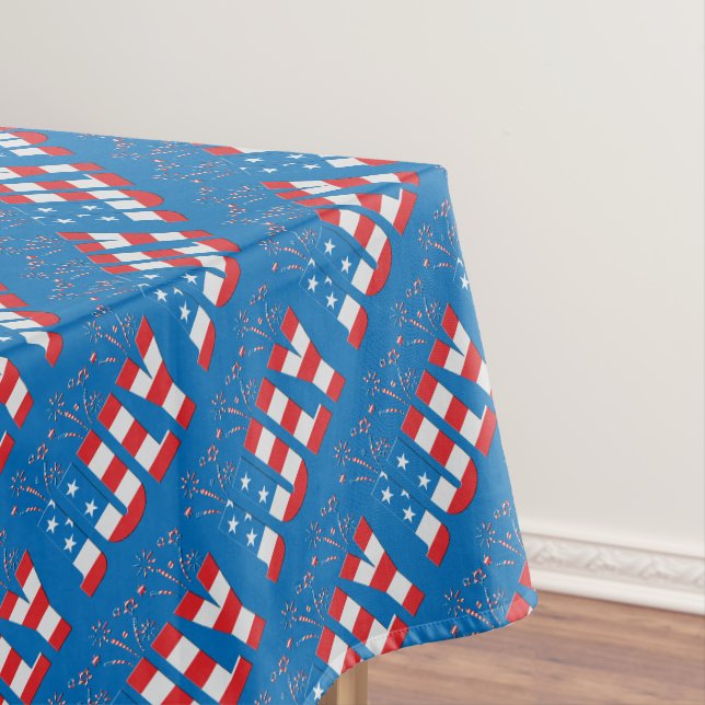 July Party Month American Stars and Stripes Tablecloth (In Situ)