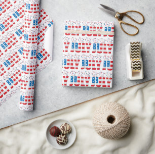 July Party Month American Stars and Stripes Wrapping Paper