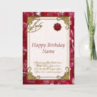 July Ruby Birthstone Birthday Card