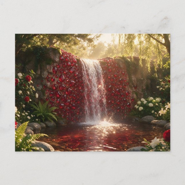 July Ruby Waterfall Postcard (Front)
