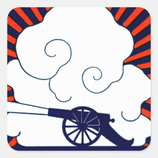 July the 4th vintage cannon artillery patriotic square sticker
