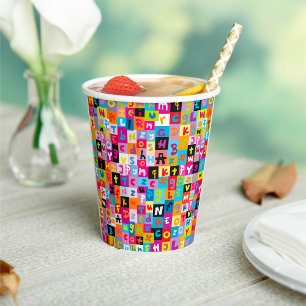 Jumble Alphabet Pattern Paper Cups