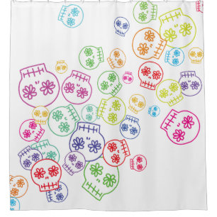 Jumble Of Colourful Skull Doodles