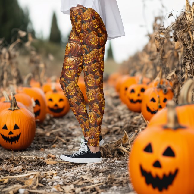 Jumble of Jack-o-Lanterns Leggings (Creator Uploaded)