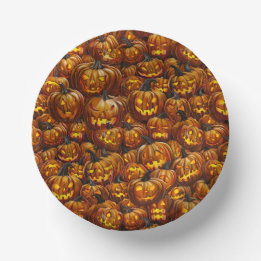 Jumble of Jack-o-Lanterns Paper Plate