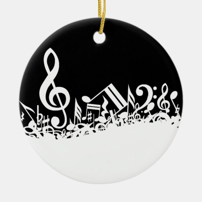 Jumble of Musical Symbols Ceramic Ornament (Front)