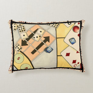 Jumbled Assortment of Games of Chance Accent Pillow