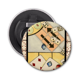 Jumbled Assortment of Games of Chance Bottle Opener