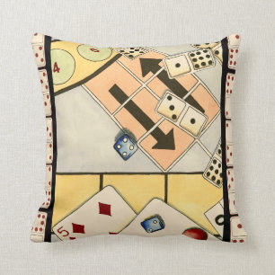 Jumbled Assortment of Games of Chance Throw Pillow