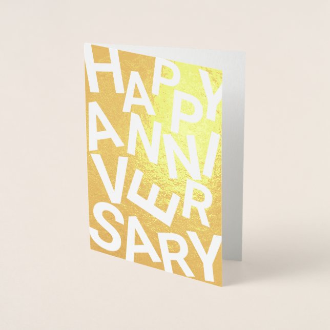 Jumbled Letters Anniversary Card, Fun Anniversary Foil Card (Front)