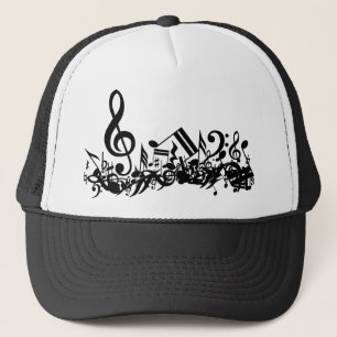 Jumbled Musical Notes Black and White Trucker Hat