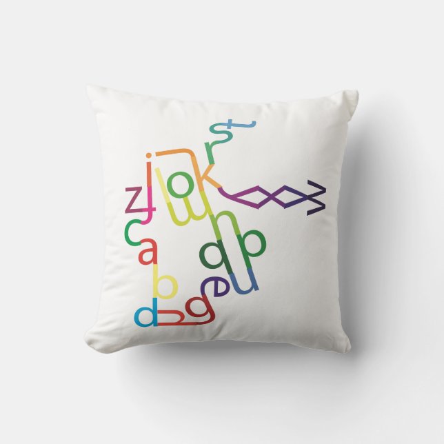 Jumbled Text (Lowercase) Throw Pillow (Front)
