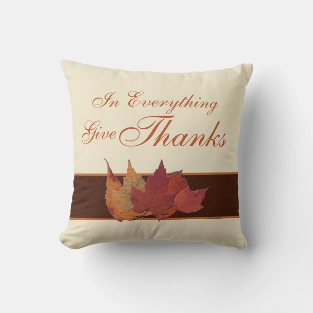 Jumbo Autumn Leaves Give Thanks Pillow (Front)