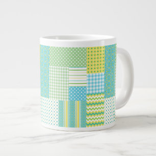 Jumbo Coffee Mug: Daffodil Faux-Patchwork Large Coffee Mug