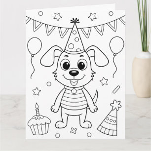 Jumbo Cute Dog Birthday Colour Me Activity Greetin Card