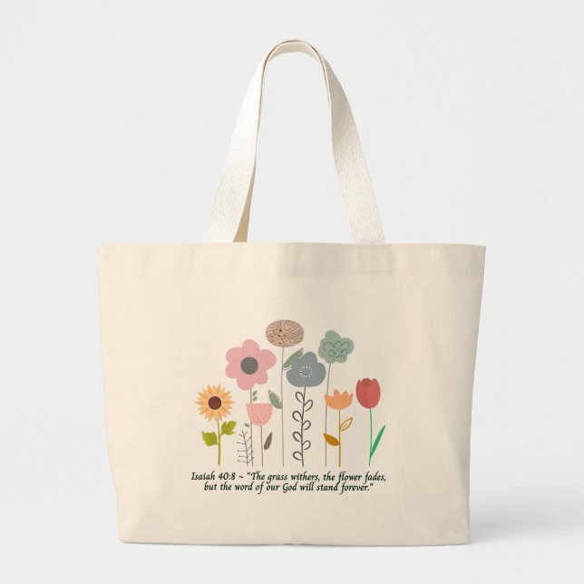 Jumbo Floral Isaiah 40:8 Sac fourre-tout (Devant)