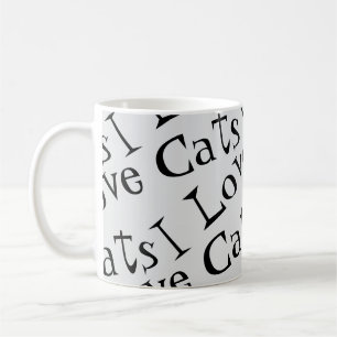 Jumbo I Love Cats Black and White Graphic Tote Coffee Mug