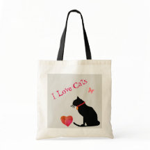 Jumbo I Love Cats Red And White  Graphic Tote