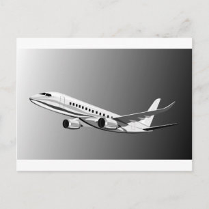 jumbo jet plane airplane aircraft flying flight postcard