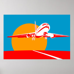 jumbo jet plane airplane taking off poster