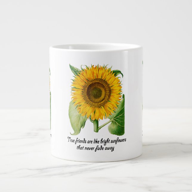 Jumbo Large Cup Mug Friends Friendship Gift Flower (Front)