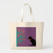Jumbo Lilac Black Cat Graphic Tote