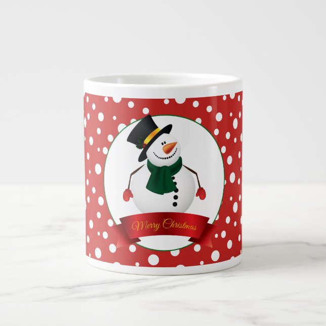 Jumbo Mug-Christmas Snowman Large Coffee Mug (Front)