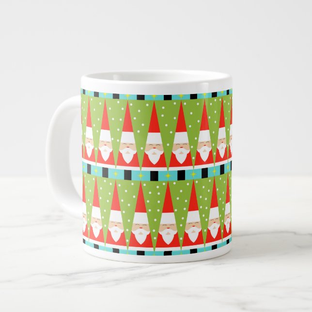Jumbo Mug de Père Noël géométrique rétro (Devant gauche)