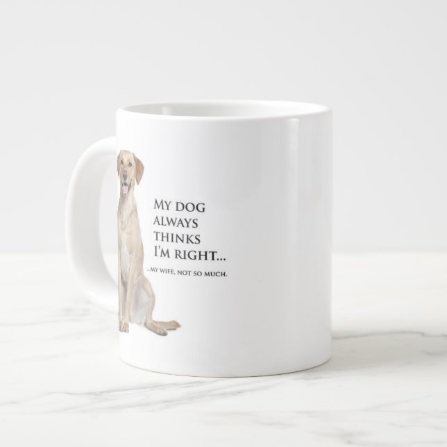 Jumbo Mug de Yellow Lab contre la femme (Devant gauche)