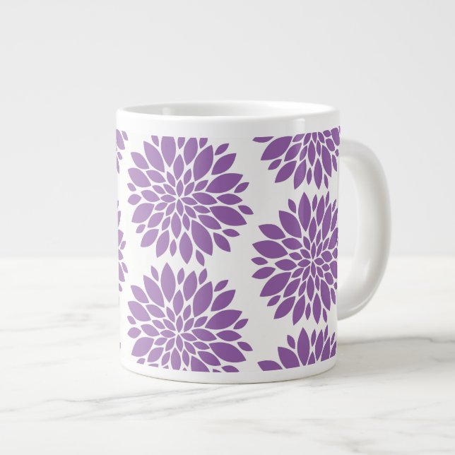 Jumbo Mug-Purple Flowers Large Coffee Mug (Front Right)