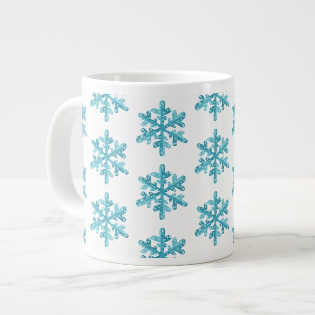 Jumbo Mug-Snowflakes Large Coffee Mug (Front Left)