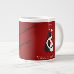 Jumbo mug with heart and cats for every day